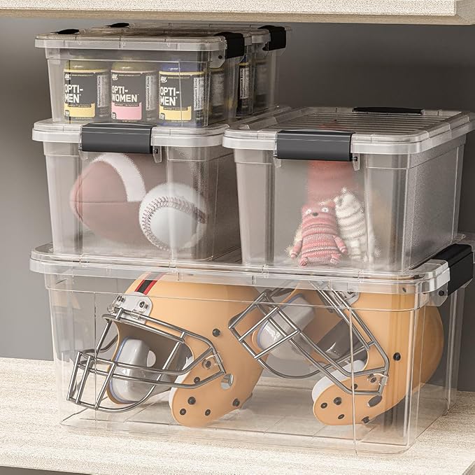 Superio Storage Bins with Lids- 4 Pack, 1.85 Qt Clear Boxes - Image 6
