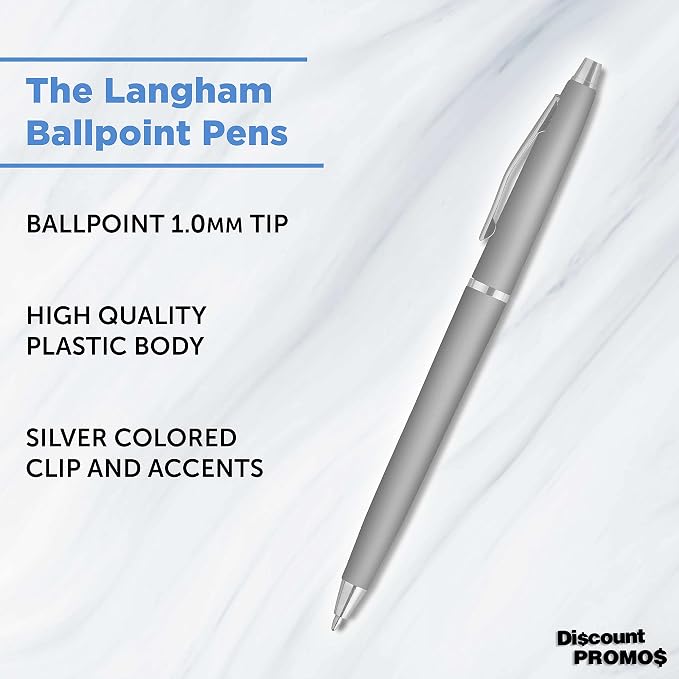 DISCOUNT PROMOS Langham Ballpoint Pens Set of 10, Bulk Pack - Image 3