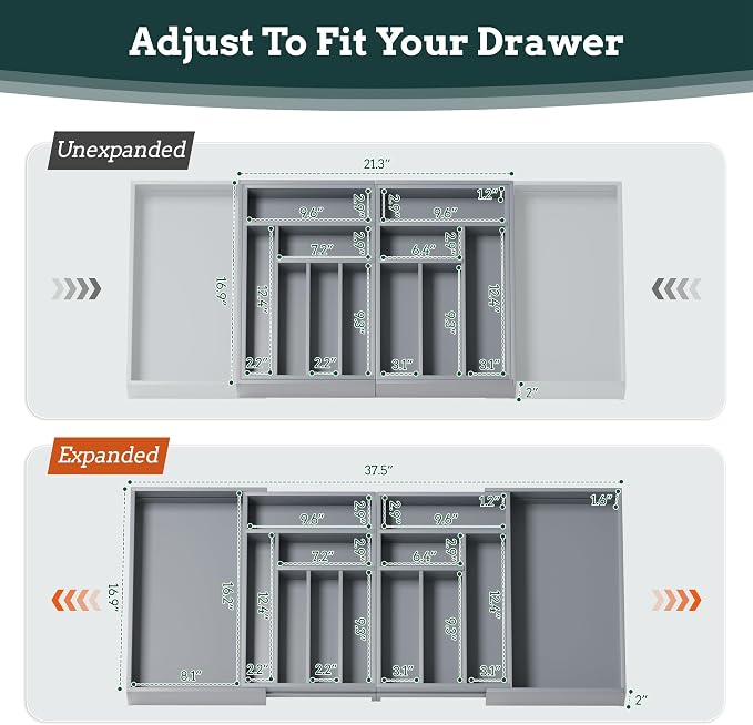 Silverware Organizer Large, Magnetic Connected Expandable 13 Slots Silverware - Image 4