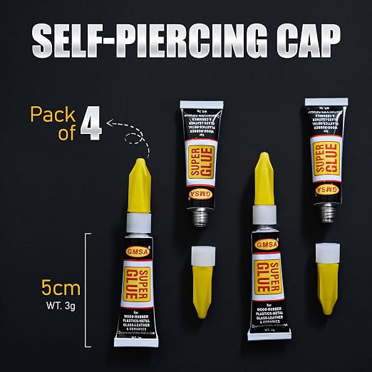 GMSA 4 Pack Super Glue All Purpose, Fastest & Toughest Adhesive 3g Instant - Image 2
