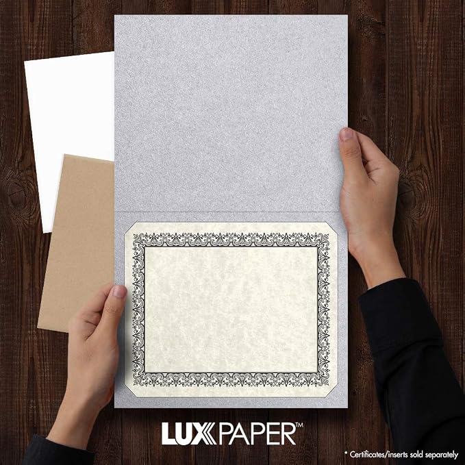 LUXPaper 9.5" x 12" Certificate Holders | Silver Metallic | 105lb. Cover | 50 - Image 3
