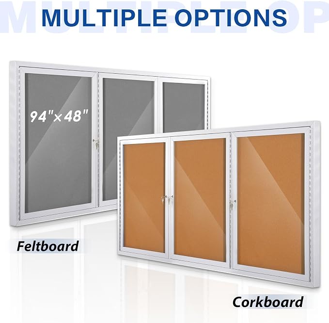 SWANCROWN Outdoor Bulletin Board 94x48in, Enclosed Bulletin Board - Image 5