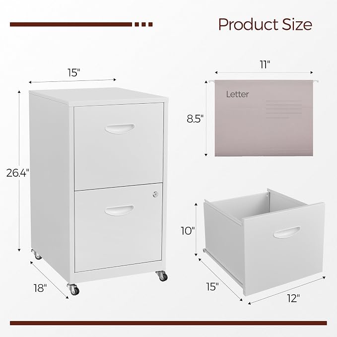 Kubohogar 2 Drawer Mobile File Cabinet - Image 3