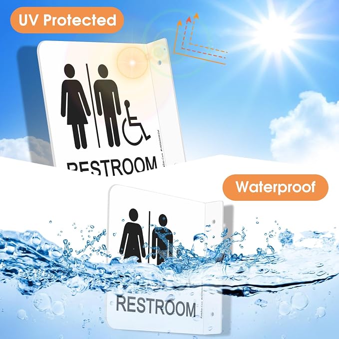 Faittoo Restroom Sign, Bathroom Signs, 2 Pack 6 x 6 Inches Acrylic Sign - Image 4