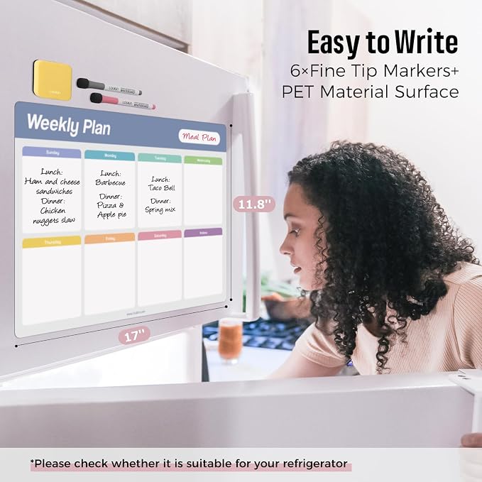 Loukin 17"x11.8" Weekly Dry Erase Calendar 2 Pack, Electrostatic Adsorption - Image 2