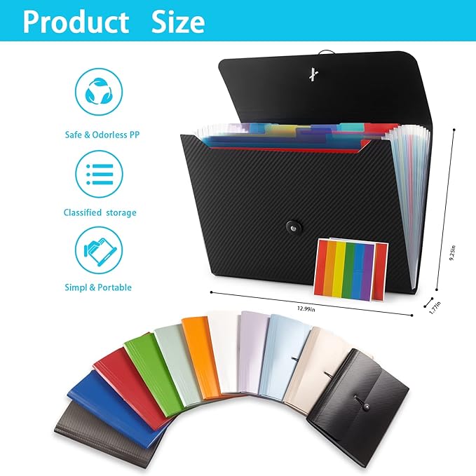 Nicfaec Expanding File Folder, File Organizer, 13 Pockets, File Organizer - Image 5