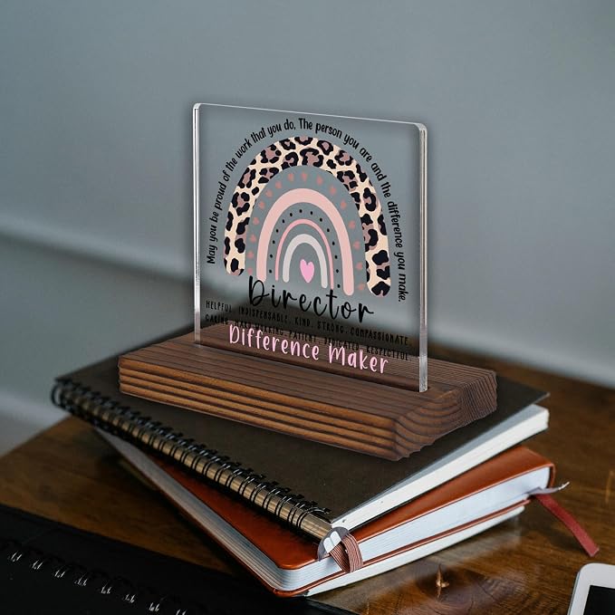 Director Appreciation Gift Desk Sign Leopard Rainbow Decor, Motivational Office - Image 2