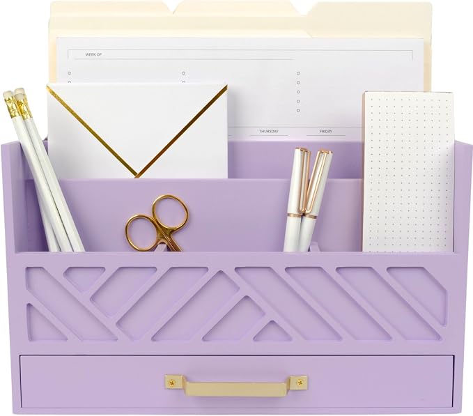 BLU MONACO Purple Mail Organizer Countertop | Wooden Desk Storage by Blu_Monaco