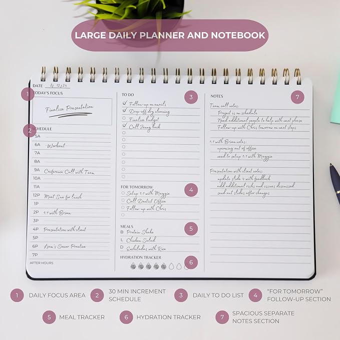 Merely Home Undated Daily Planner | 8.25” x 11.75” Work To-Do Notebook | ADHD - Image 7