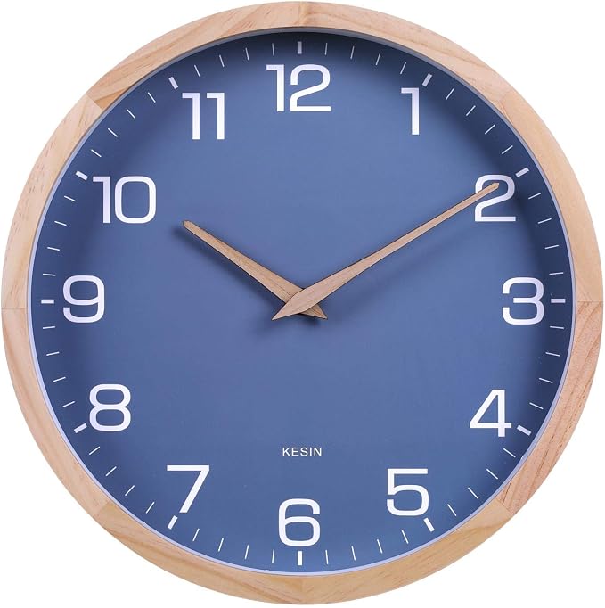 Kesin Wall Clock 12 Inch Silent Non Ticking Wood Wall Clocks Battery Operated by Kesin