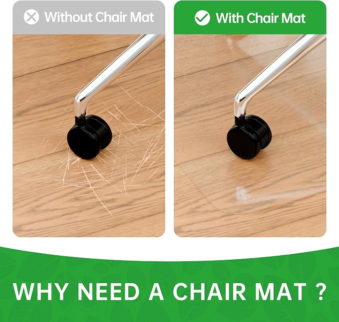 100pointONE Office Chair Mat for Hardwood Floors, Easy Glide Office Mats for - Image 2