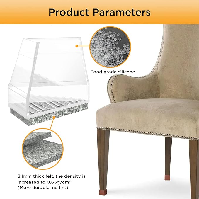 Square Chair Leg Protectors for Hardwood Floors, 1.26-1.57" - Image 4
