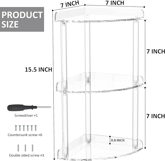 Sezanrpt 3 Tier Countertop Corner Organizer Shelf 7x7x15.7 Inch, Countertop - Image 3