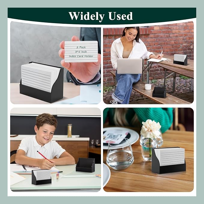 SHIQIKEJIPTY 2 Pack Black Index Card Holder 3 X 5 Note Card Organizer Acrylic - Image 7