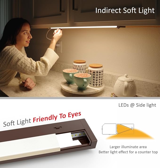 Leetdud LED Under Cabinet Lighting Hardwired or Plug in, 16 Inch 8W, Dimmable 5 - Image 7