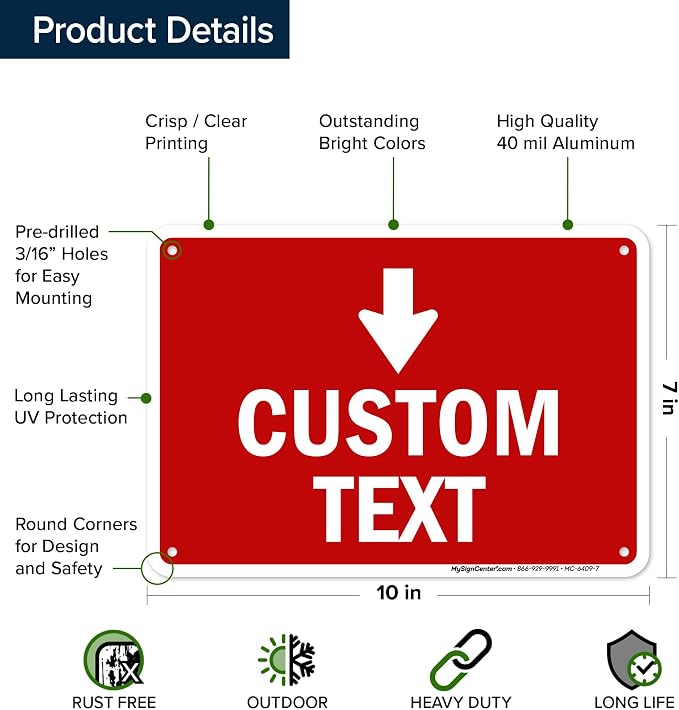 Custom Arrow, Custom Directional Sign, Down Arrow, 7x10 Inches, Rust Free .040 - Image 6