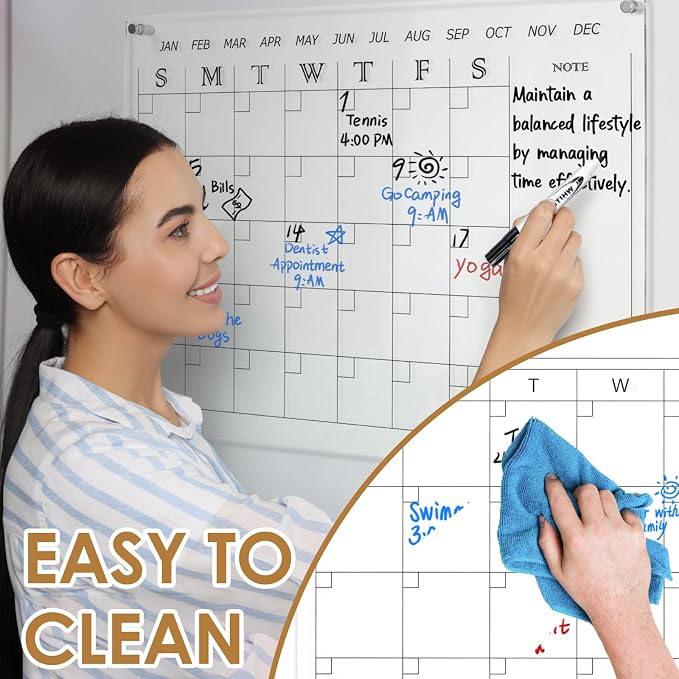 MAKELLO Acrylic Calendar for Wall 24" x 18", 4 Pens, Pen Holder, Wall-Mount - Image 4