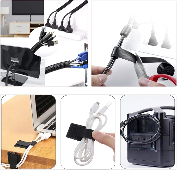 189PCS Cable Management Kit, 6 Cable Sleeve40 Cable Clips - Image 5