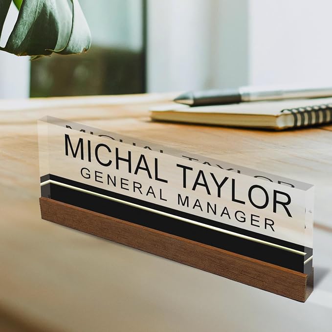 Artblox Personalized Office Desk Name Plate and Business Card Holder | Clear - Image 2