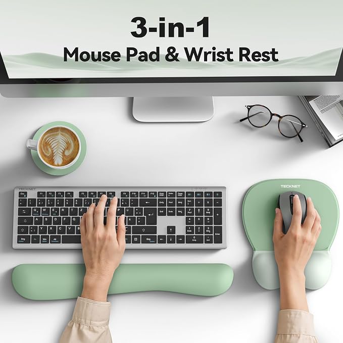 TECKNET Gel Mouse Pad with Wrist Rest, 3 in 1 Keyboard Wrist Rest - Image 6