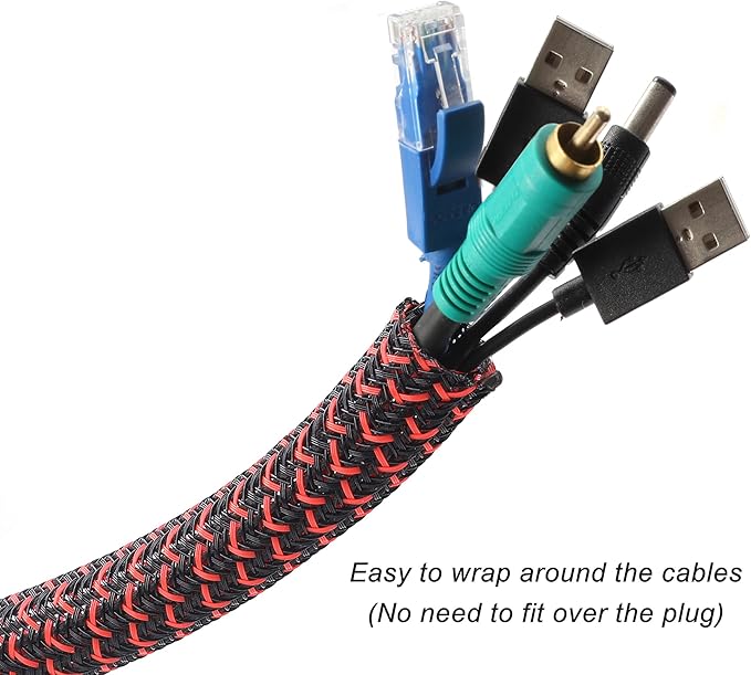 CrocSee 25ft - 1/2 inch Braided Cable Management Sleeve Cord Protector - - Image 2