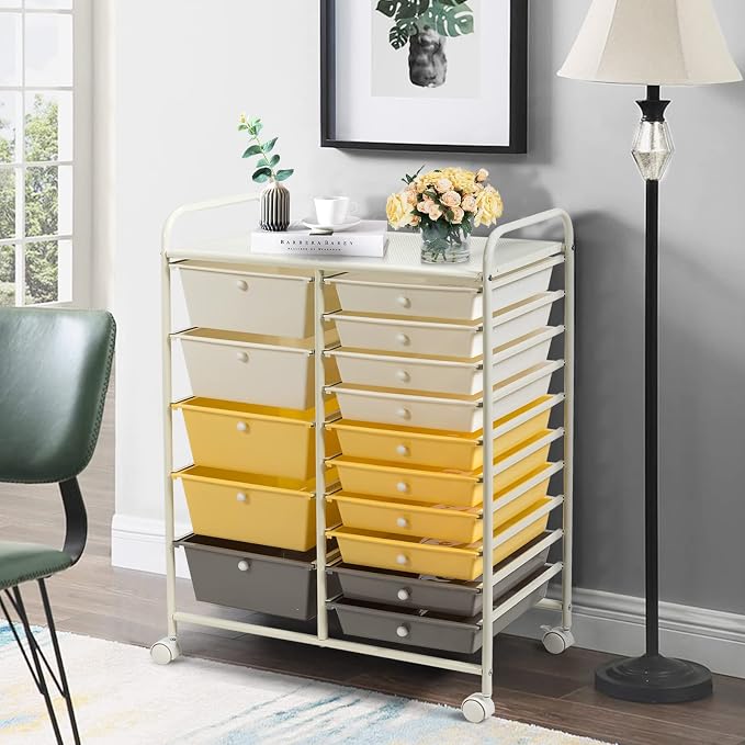GLACER 15 Drawers Rolling Cart, Storage Cart - Image 2