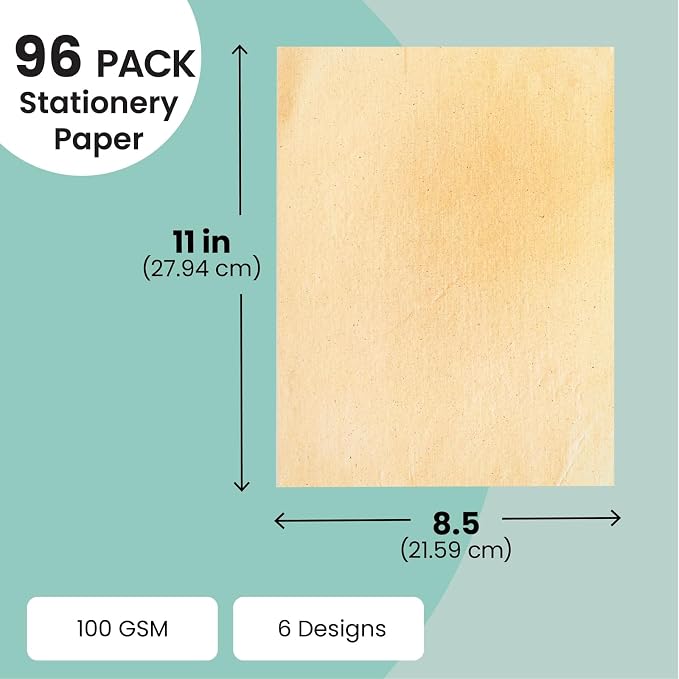 Vintage Paper - 8.5 x 11 in, Stained Antique Double-Sided, 96 Sheets - Letter & - Image 4