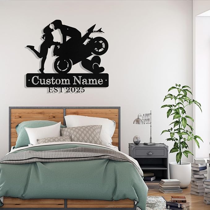 Custom Motorcycle Couple Metal Signs Personalized Biker Couple Name Sign Custom - Image 5