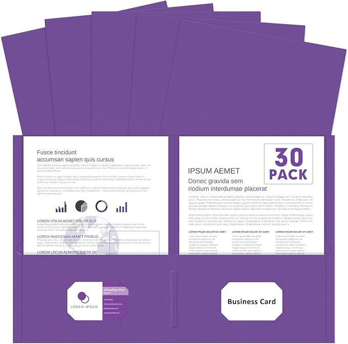 Two Pocket Folders, PANDRI 30 Pack 2 Pocket Folders, Letter Size Paper File by PANDRI