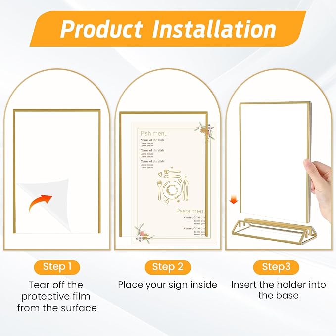 Smarpau Acrylic Gold Sign Holder 5x7, 8 Pack Table Number Holders, Double-Sided - Image 5