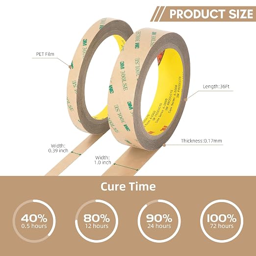 3M 300LSE Double Sided Tape 0.39" x 36 Ft, Heavy Duty Adhesive Tape Electronics - Image 5