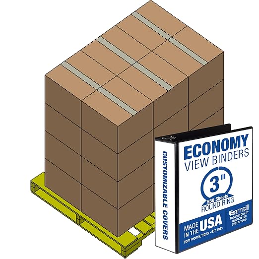 Samsill Economy 3 Inch 3 Ring Binder Bulk Pallet, Made in The USA, Round Ring by Samsill