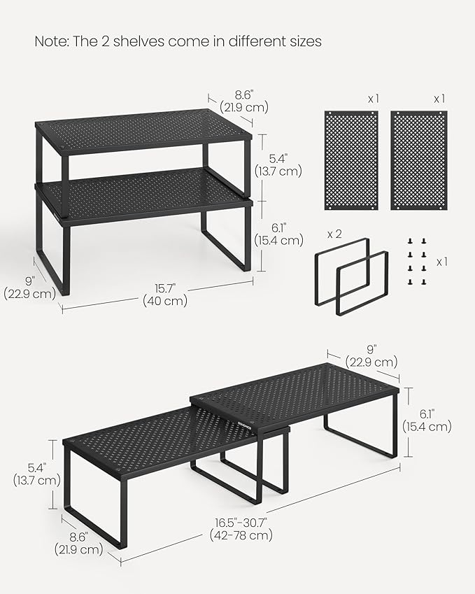 SONGMICS Spice Racks, Countertop Organizers, Shelf Risers, Expandable, Ink - Image 6