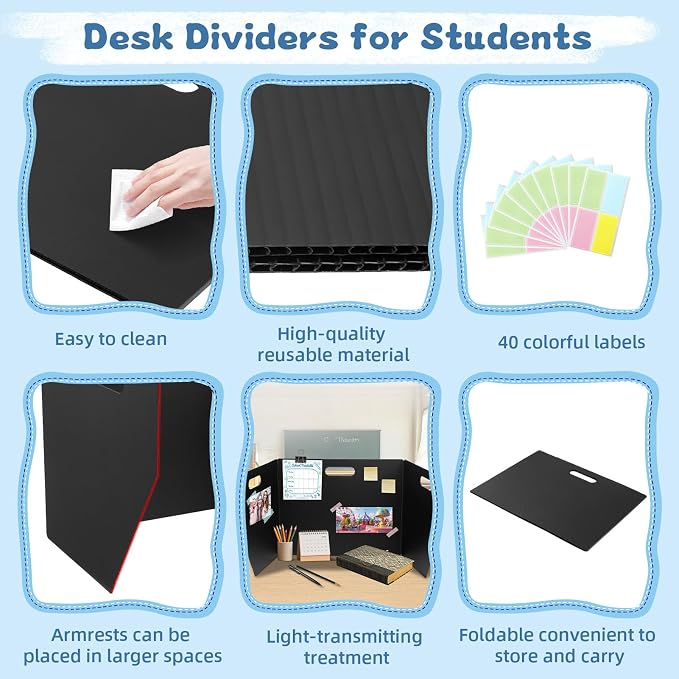 24-Pack Plastic Desk Dividers for Students, Privacy Folders for Students - Image 4