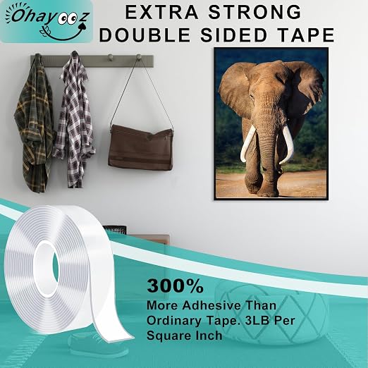 Ohayooz® Extra Strong Double Sided Tape Heavy Duty Removable 30FT, Photo Deco - Image 2