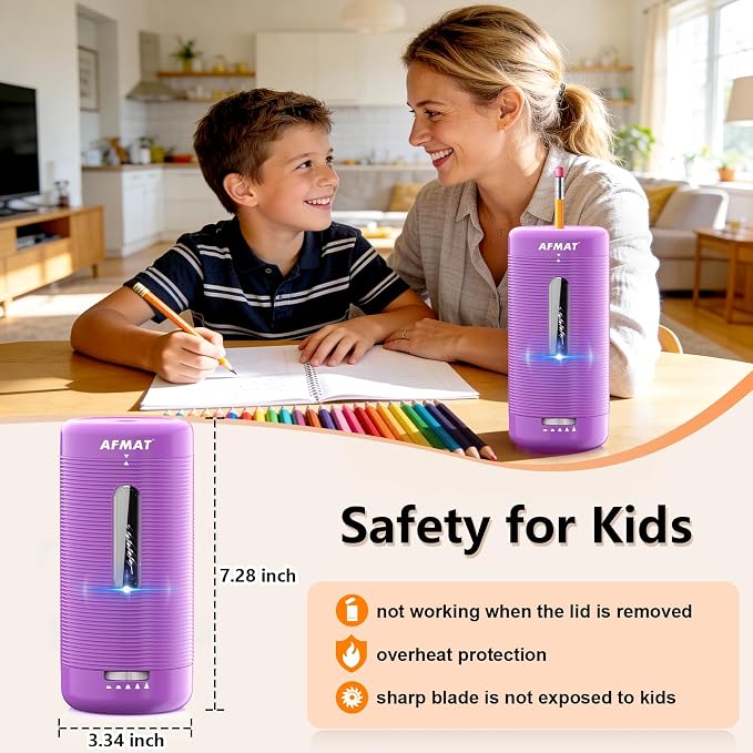 AFMAT Electric Pencil Sharpener, Fully Automatic Pencil Sharpener, Auto in & Out - Image 4