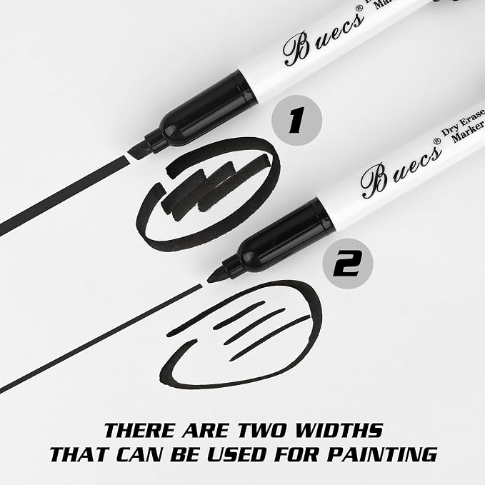 Buecs Black Dry Erase Markers, Chisel tip, Dry-Erase Boards, School Office - Image 6
