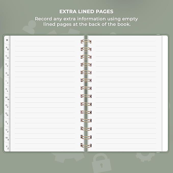 Clever Fox Password Book Spiral – Internet Address & Password Organizer - Image 6