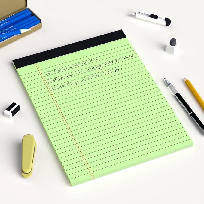 AILZFEI Green Legal Pad Note Pads 8.5 x 11 inch, Wide Ruled Clear Print Writing - Image 7