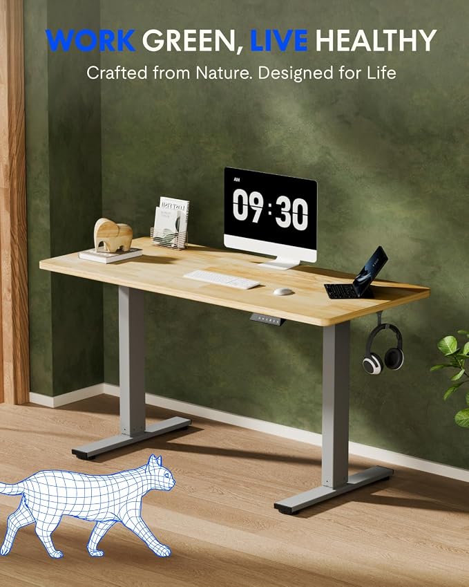FLEXISPOT EN1 One-Piece Solid Wooden Standing Desk 63 x 24 Inches Height - Image 2