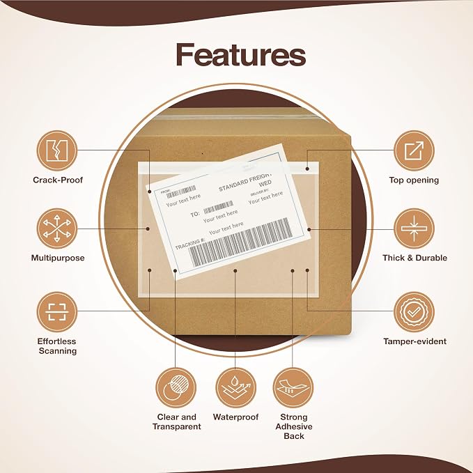 7x10 Shipping Label Sleeves 300 Pack- Strong Adhesive Back - Image 3