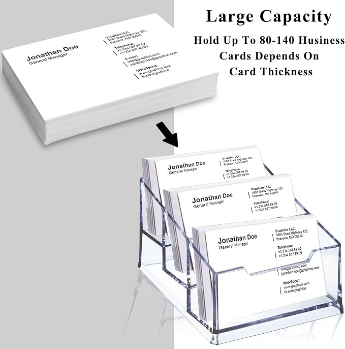 Clear Acrylic Business Card Holder, 3 Tier Premium Acrylic Clear Business Card - Image 3