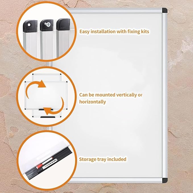 VIZ-PRO Dry Erase Board/Whiteboard, 36 X 24 Inches, Wall Mounted Board - Image 4