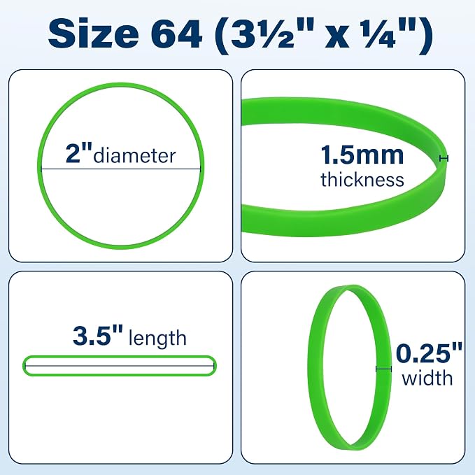 LotFancy Rubber Bands, Size 64, 0.5 lb Approx 130 Pcs Thick Heavy Duty Colored - Image 2