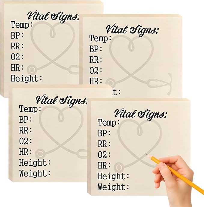 4 Pack Nurse Sticky Notes for Vital Signs – Daily Monitoring Notepad, Patient by Unknown