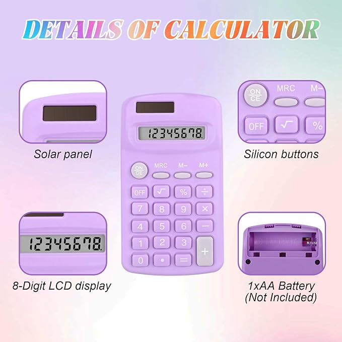 Tellegloww 18 Pcs Pocket Size Basic Calculators Bulk - Image 4