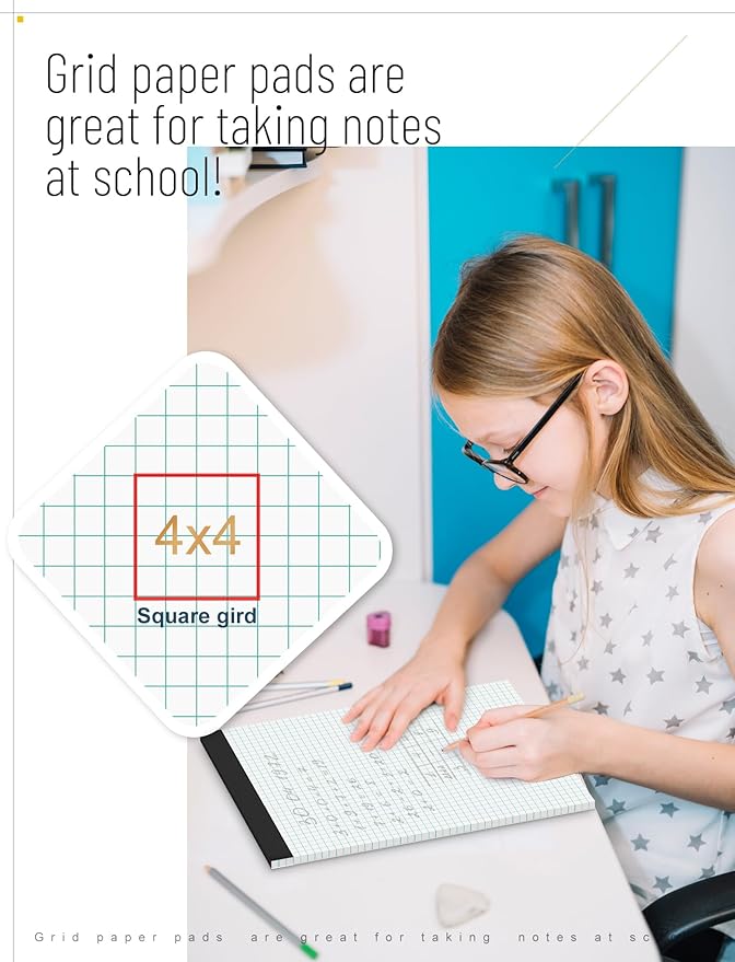Zaviko Grid Paper Pads 8.5 x 11, 3 Pack, 4x4 Blue Quad Graph Paper Pads 8.5 x 11 - Image 4