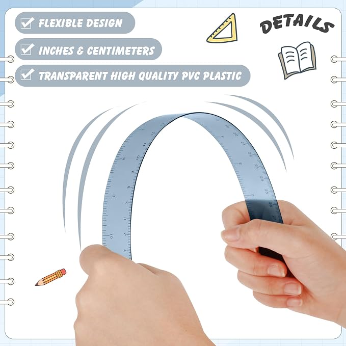 ForraFun 120 Pcs 12 Inch Plastic Ruler Bulk Colorful Transparent Ruler - Image 3