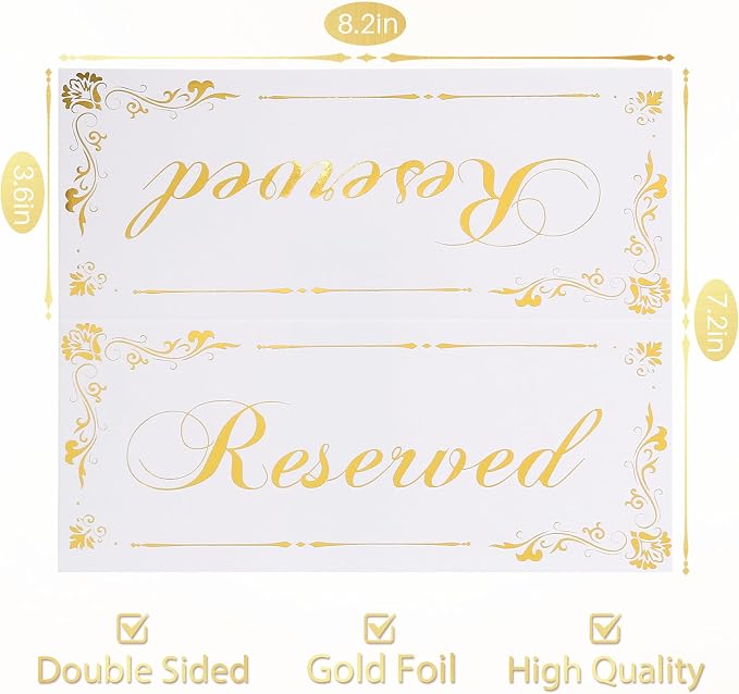 6 Pack Reserved Table Signs White Reserved Table Tent Card - Image 5