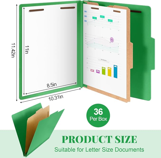 Skyygemm 36 Pcs Classification Folders Letter Size, 1 Divider Pressboard File - Image 2